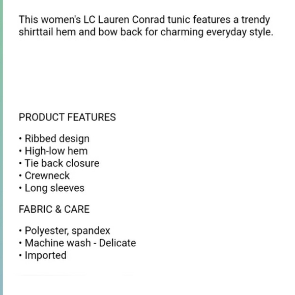 NWT LC Lauren Conrad ribbed pink tunic top - Picture 3 of 4